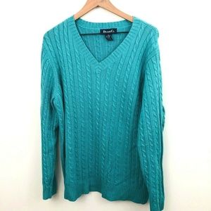 Denim & Co QVC V-Neck Cable Knit Sweater
